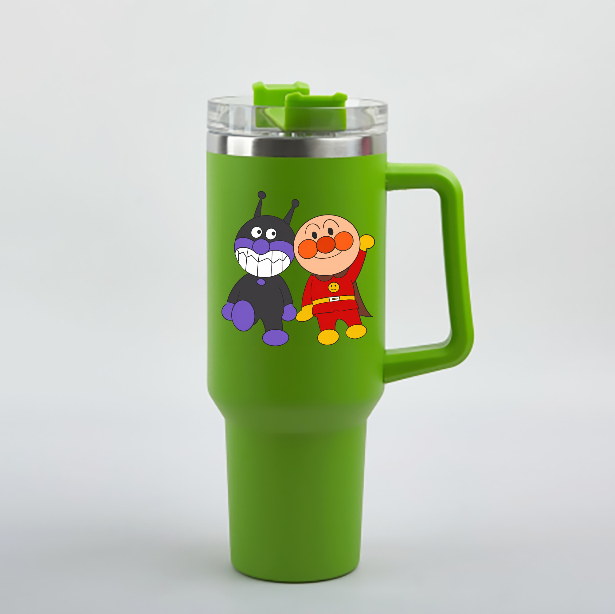 （画像用） アンパンマン Anpanman 1200mL車用タンブラー - クリスタルステッカー（プラスチックストロー付き）